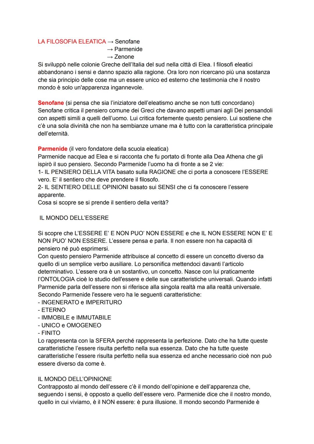 LA FILOSOFIA ELEATICA → Senofane
> Parmenide
→ Zenone
Si sviluppò nelle colonie Greche dell'Italia del sud nella città di Elea. I filosofi e