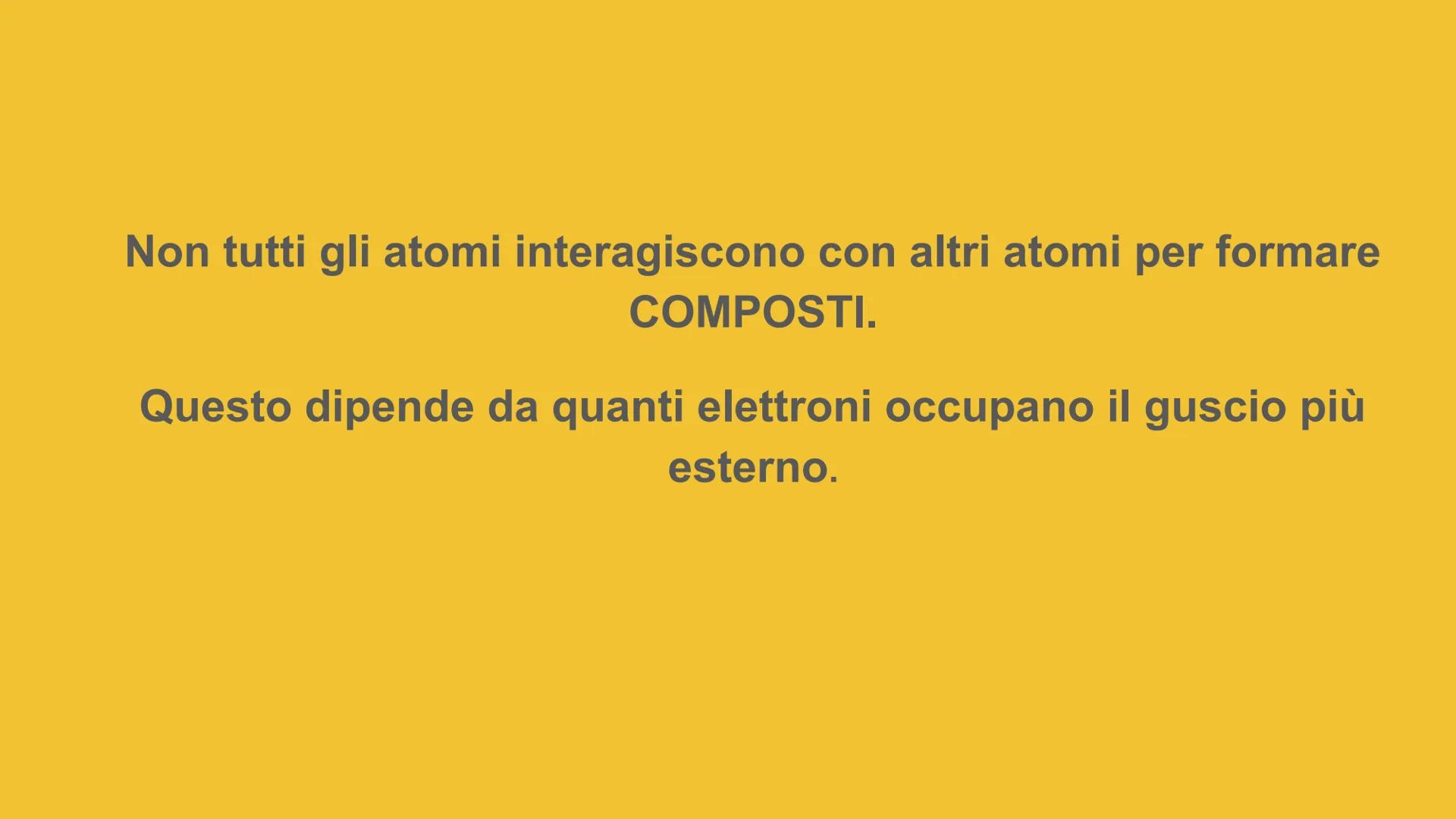 I legami chimici Non tutti gli atomi interagiscono con altri atomi per formare
COMPOSTI.
Questo dipende da quanti elettroni occupano il gusc