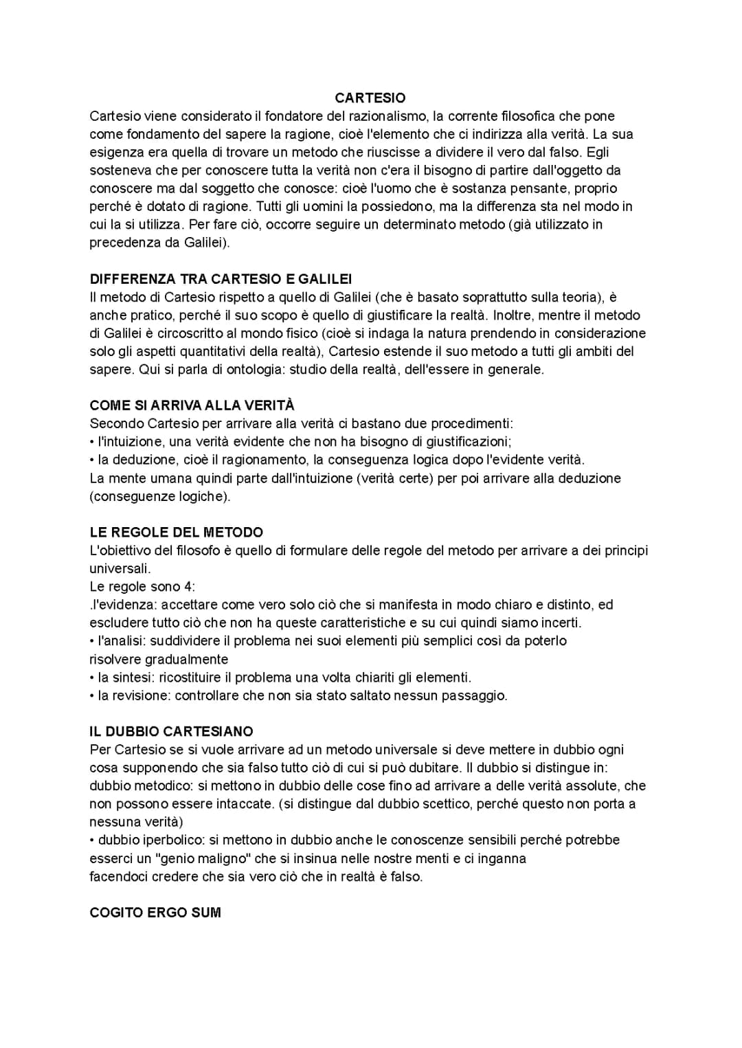 Cartesio, filosofia 