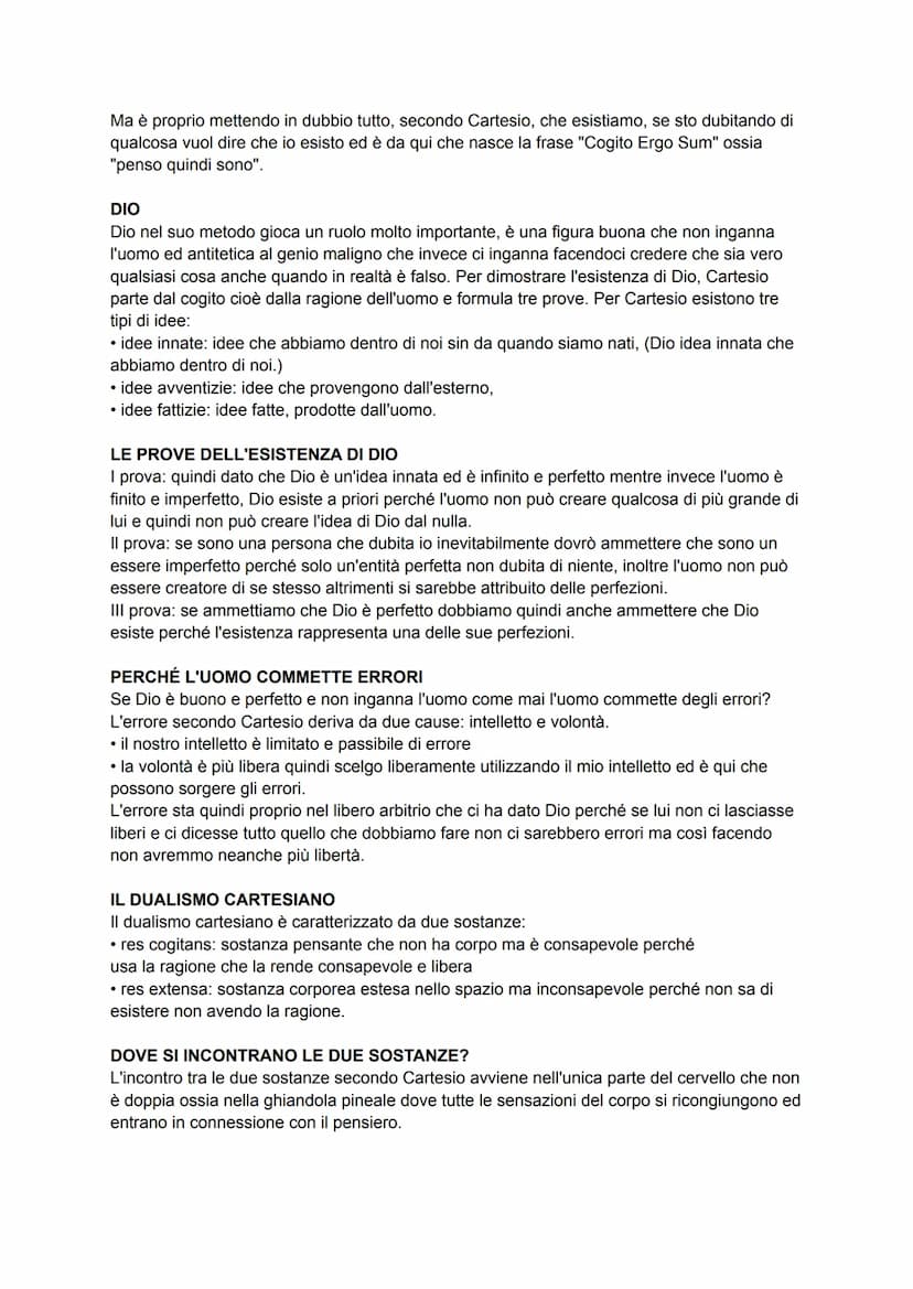 CARTESIO
Cartesio viene considerato il fondatore del razionalismo, la corrente filosofica che pone
come fondamento del sapere la ragione, ci