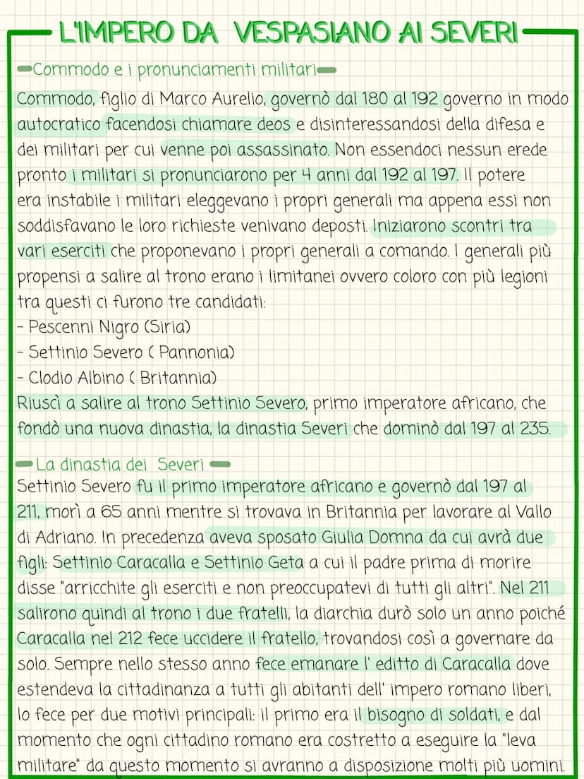L'IMPERO DA VESPASIANO AI SEVERI
-Dopo la morte di Nerone-
Dopo la morte di Nerone ci fu un periodo di anarchia militare,
in cui in un momen