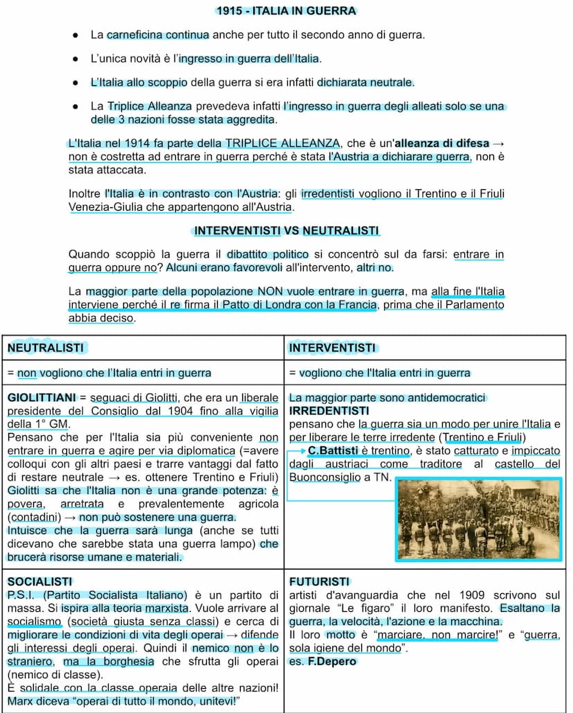 LA PRIMA GUERRA MONDIALE
(1914-18)
La 1° guerra mondiale viene chiamata anche GRANDE GUERRA perché è la prima
guerra così grande, impiegando