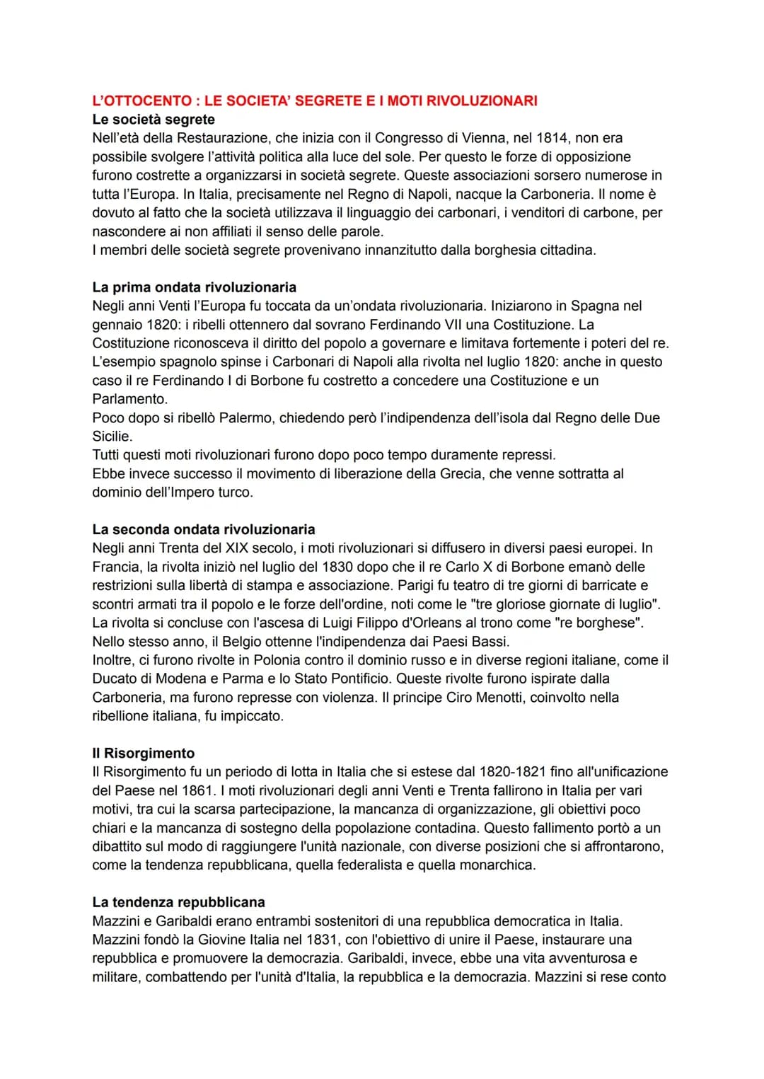 Una sintesi di tutto il programma di storia 