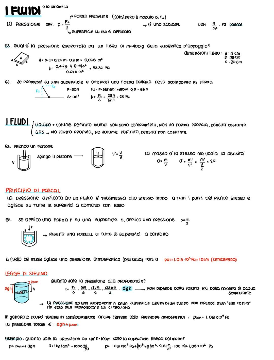 IFWIDI
F1
LO PRESSIONE Def. P=.
S
A
I FLUDI
V
e la Dinamica
es. Qual e la pressione esercitata Da un liBRO DI M=400g Sulla superfice p'appog