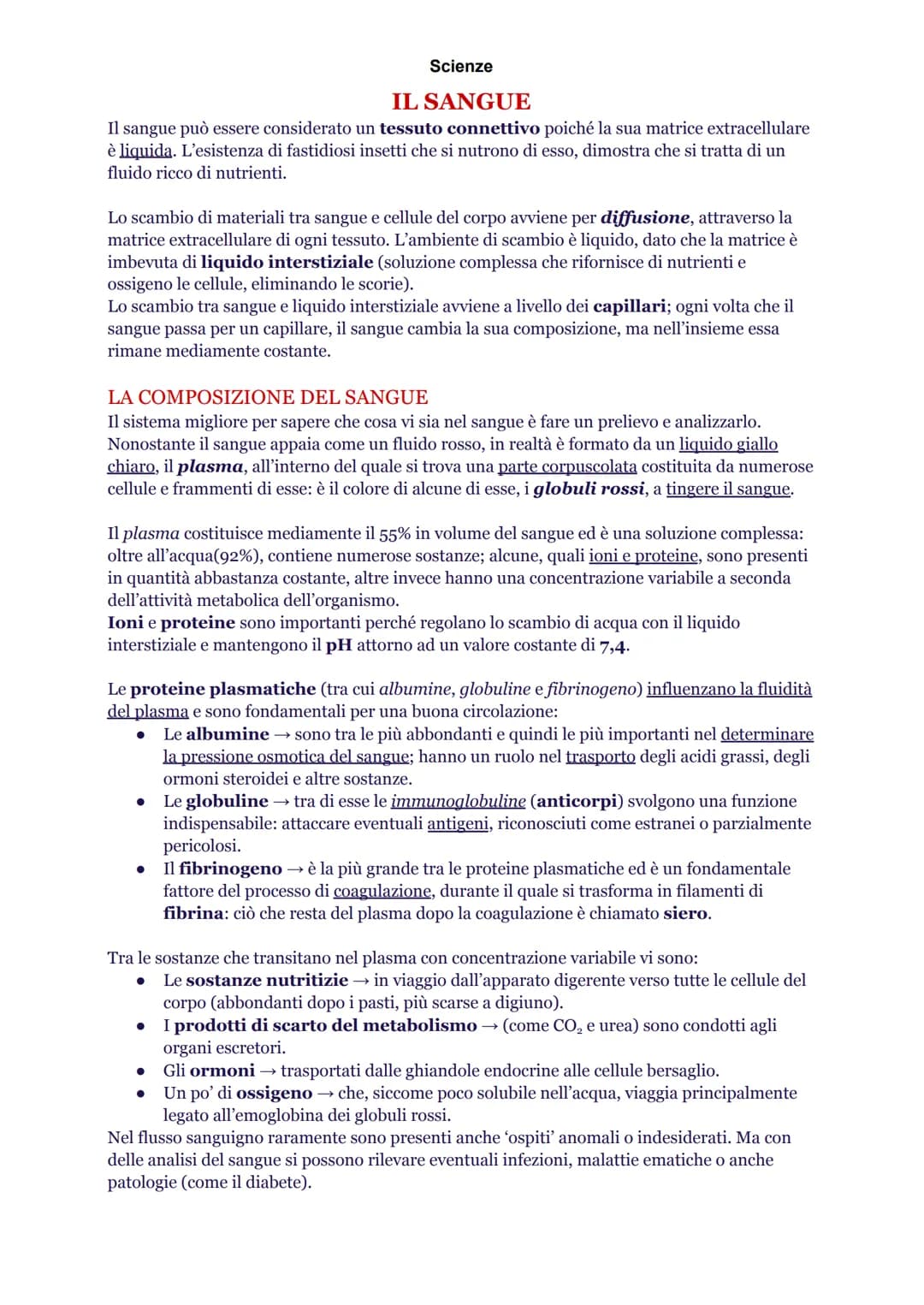 Scienze
INTRODUZIONE
L'apparato cardiovascolare è composto da cuore, sangue e vasi sanguigni. Queste strutture
hanno precise funzioni nella 