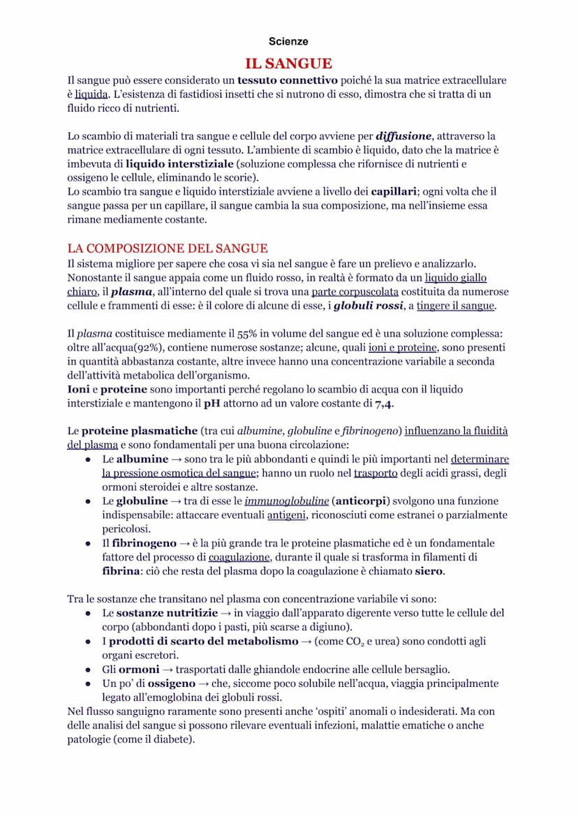 Scienze
INTRODUZIONE
L'apparato cardiovascolare è composto da cuore, sangue e vasi sanguigni. Queste strutture
hanno precise funzioni nella 