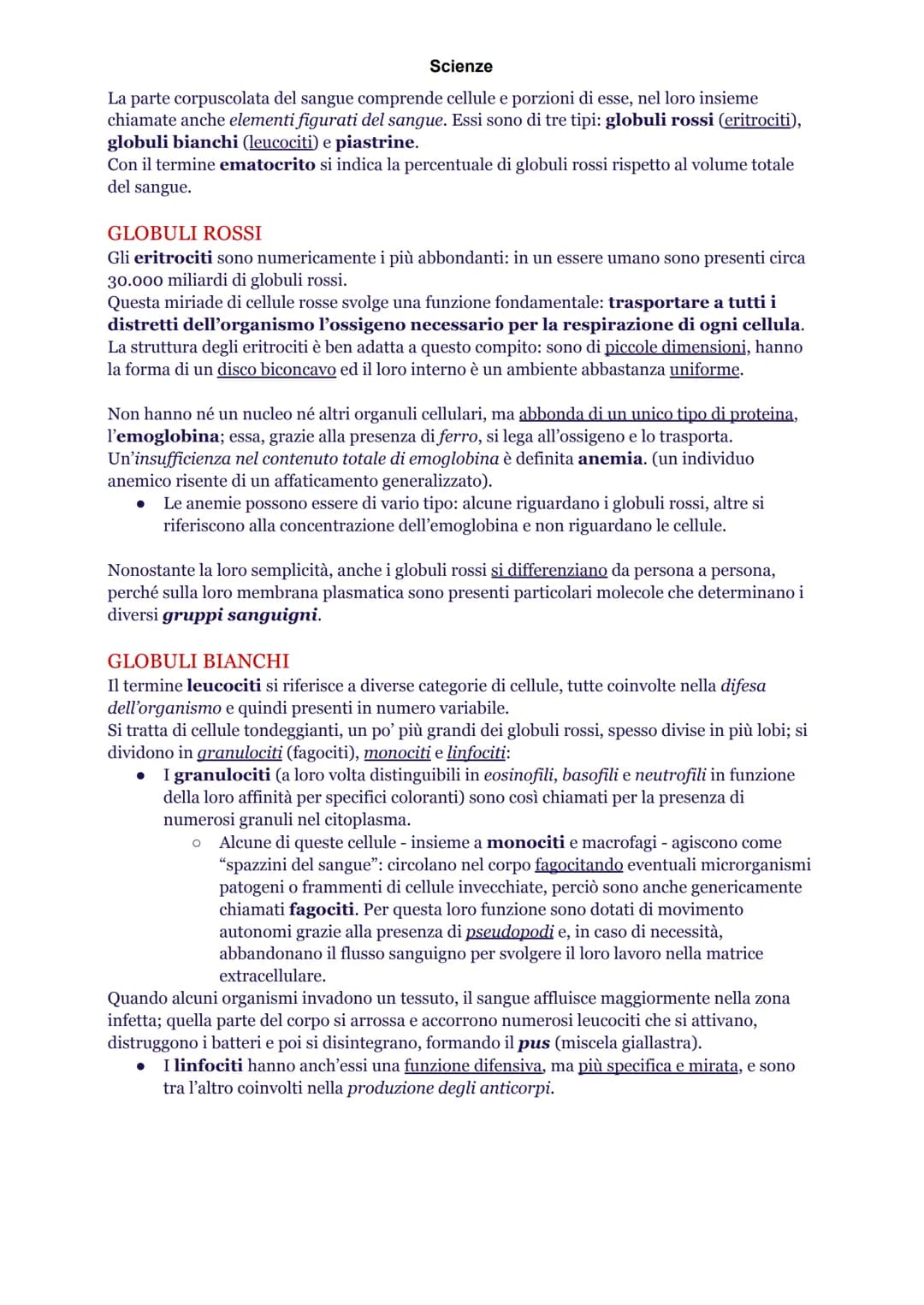 Scienze
INTRODUZIONE
L'apparato cardiovascolare è composto da cuore, sangue e vasi sanguigni. Queste strutture
hanno precise funzioni nella 