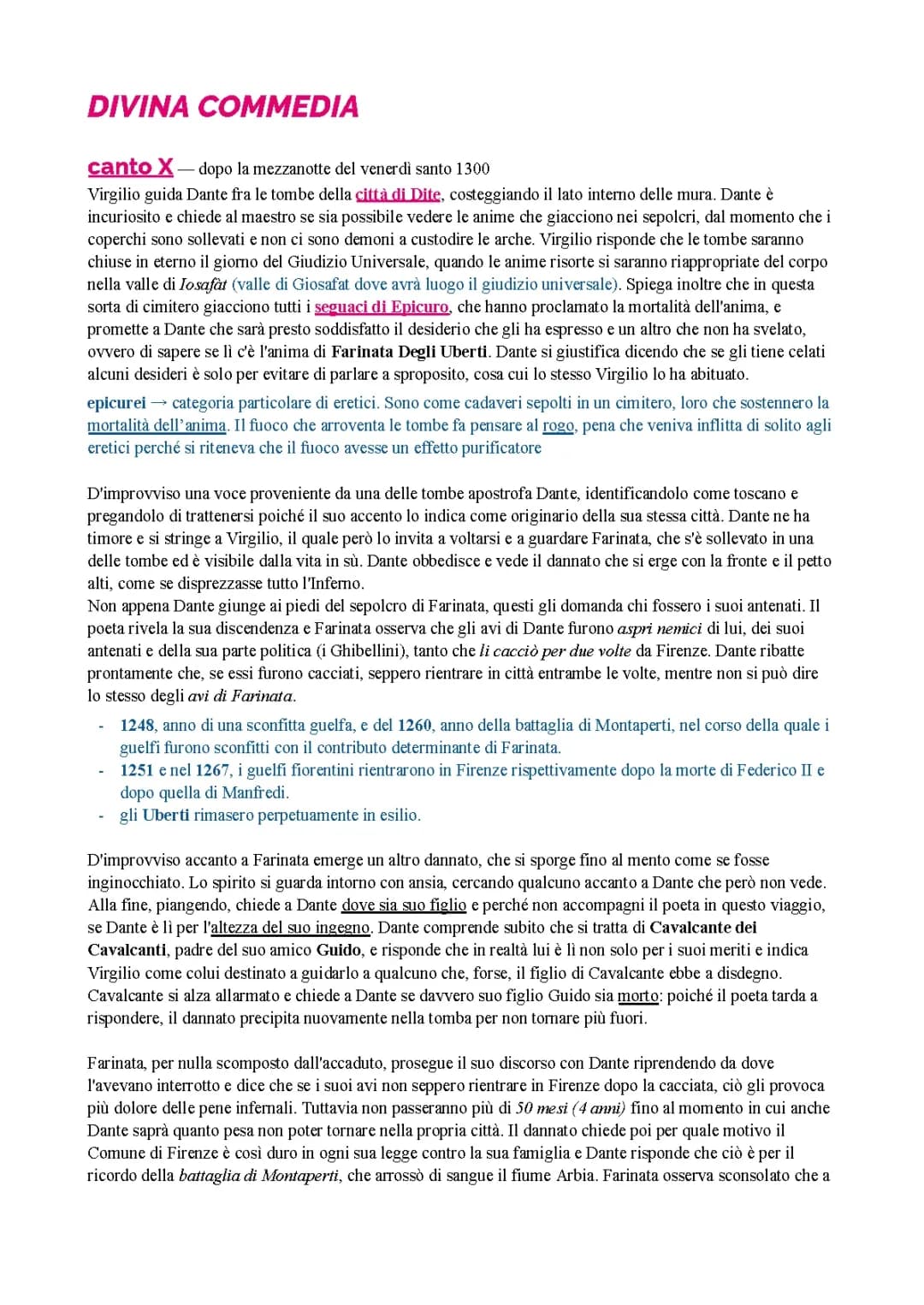 Inferno: canto 10 - Divina Commedia