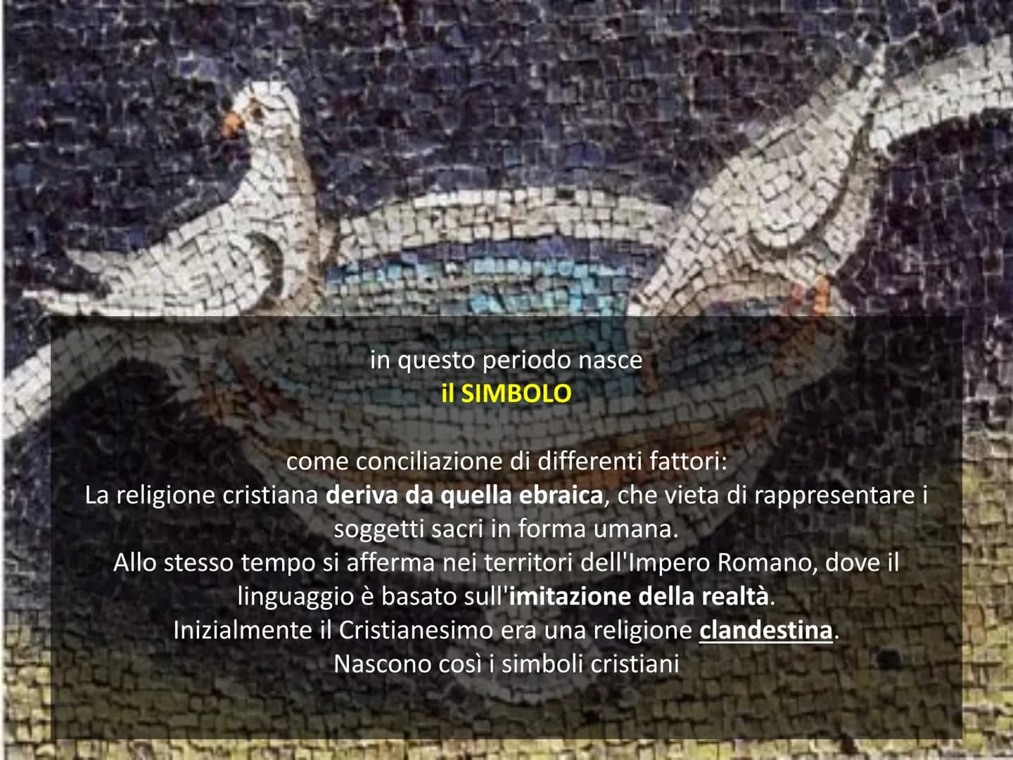 106
W
ARTE PALEOCRISTIANA Arte
Paleocristiana
primi cristiani
Si sviluppa nei
territori
dell'Impero
Romano
dal I sec dC
al VI sec dC L'arte 