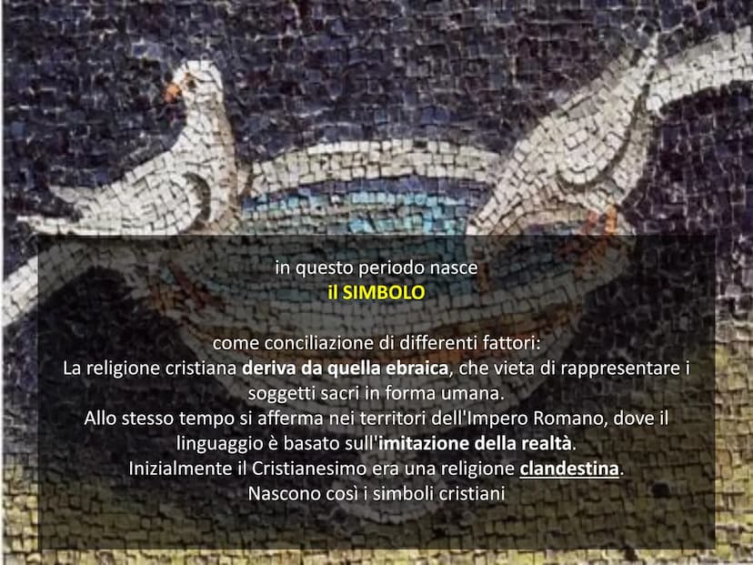 106
W
ARTE PALEOCRISTIANA Arte
Paleocristiana
primi cristiani
Si sviluppa nei
territori
dell'Impero
Romano
dal I sec dC
al VI sec dC L'arte 