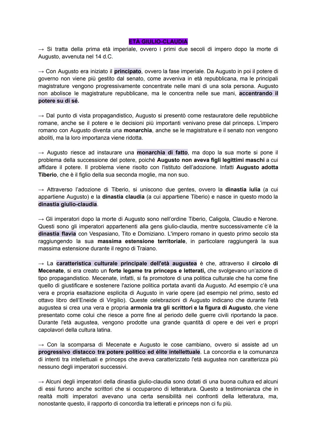 ETA GIULIO-CLAUDIA
Si tratta della prima età imperiale, ovvero i primi due secoli di impero dopo la morte di
Augusto, avvenuta nel 14 d.C.
→