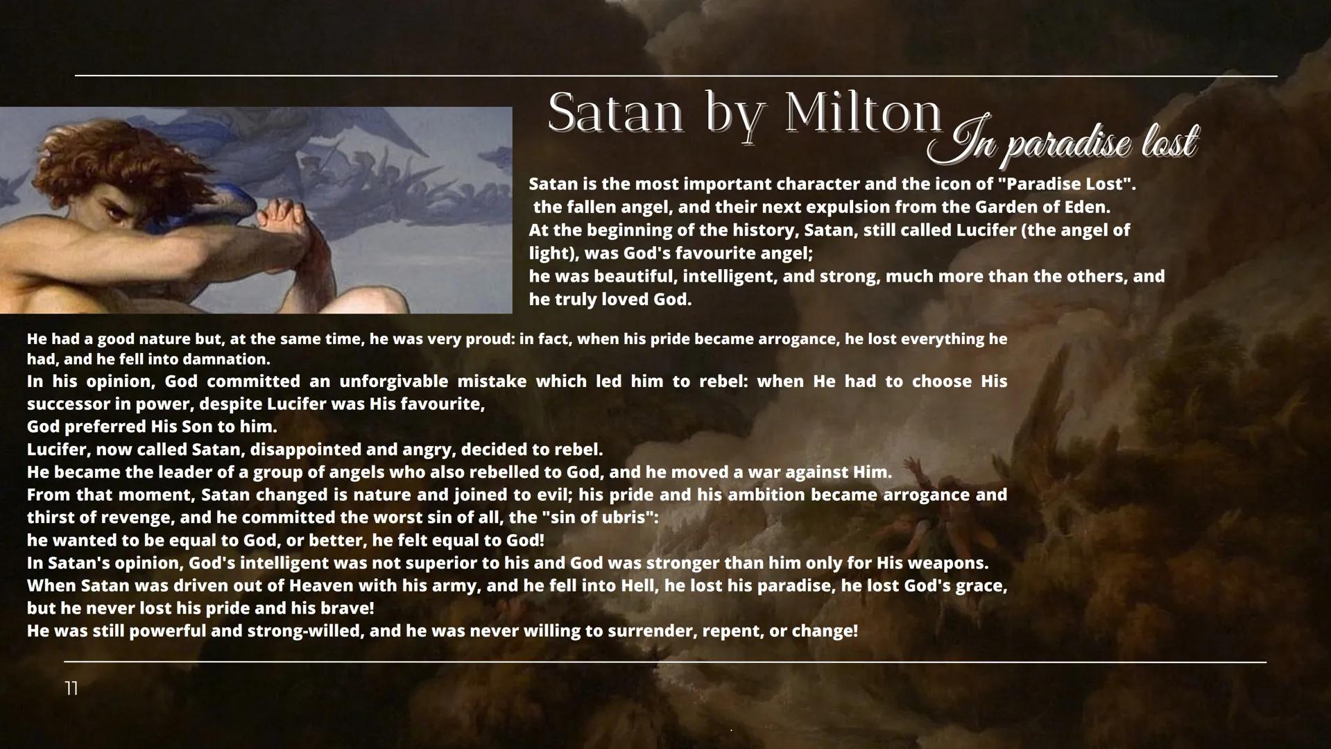 Presented by: Esraa abdessalem
the role of satan in
Paradise lost John Milton
John Milton is the most important poet of the
puritan age. He 