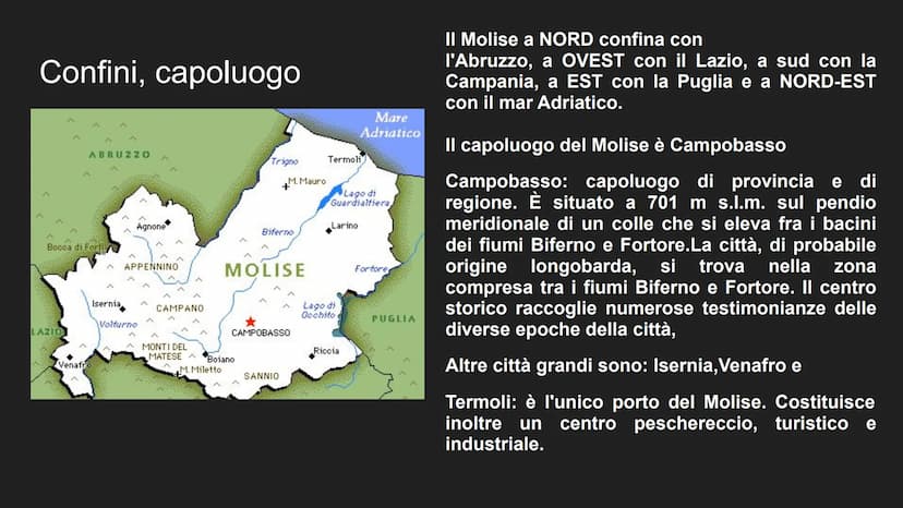 1171459329
Il Molise
gettyimages
Antonia Serena Bove/EyeEm Posizione geografica
Il Molise si trova nell'Italia
meridionale Territorio, fiumi