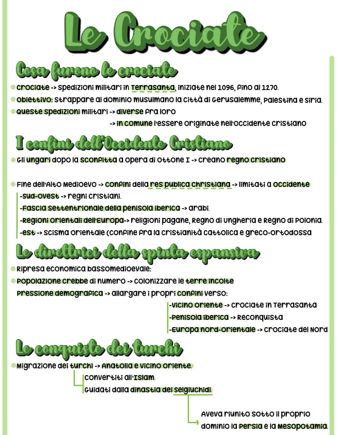 Le Crestate
Cosa fureno lo creciate
●crociate -> spedizioni militari in Terrasanta, iniziate nel 1096, fino al 1270.
Obiettivo: strappare al