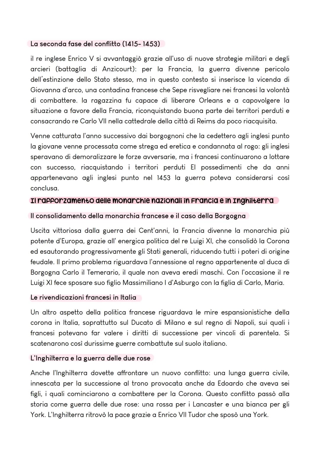 LA GUERRA DEI CENT'ANNI (1337-1453)
I nuovi protagonisti dello scenario politico europeo
I nuovi stati nascenti monarchici erano governati d