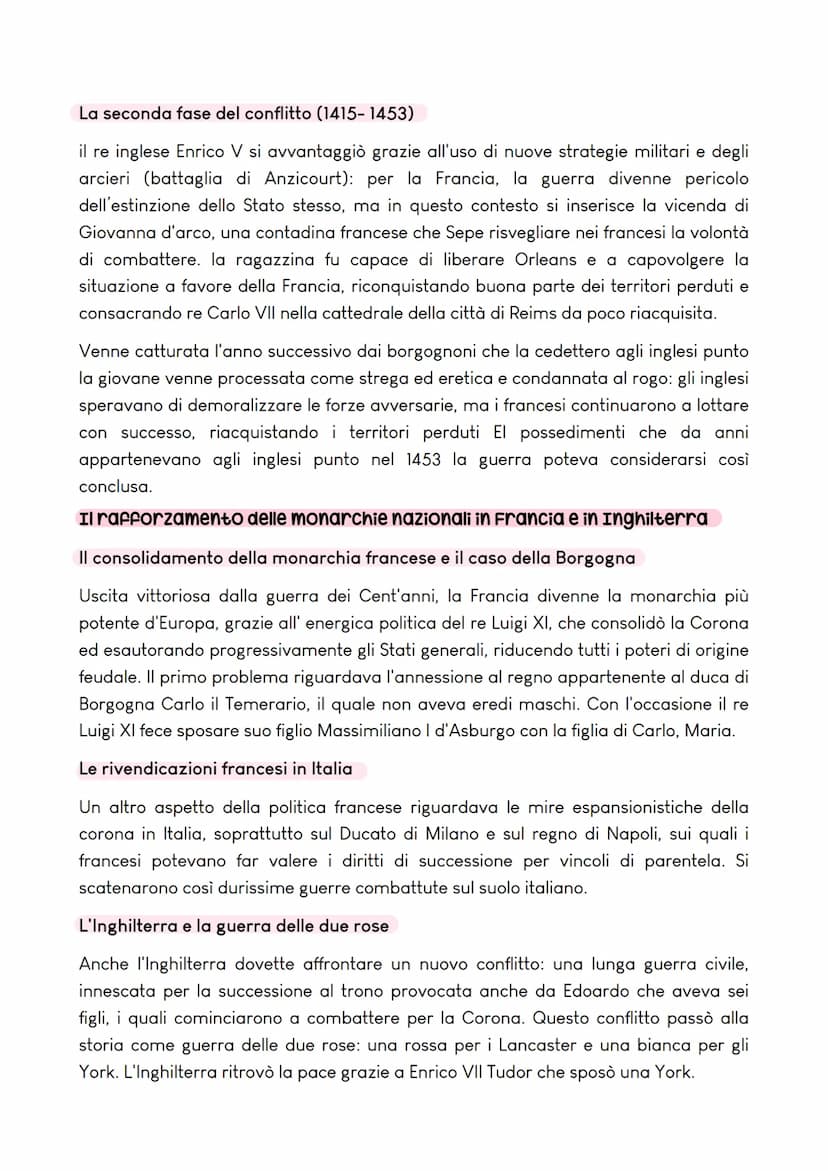 LA GUERRA DEI CENT'ANNI (1337-1453)
I nuovi protagonisti dello scenario politico europeo
I nuovi stati nascenti monarchici erano governati d