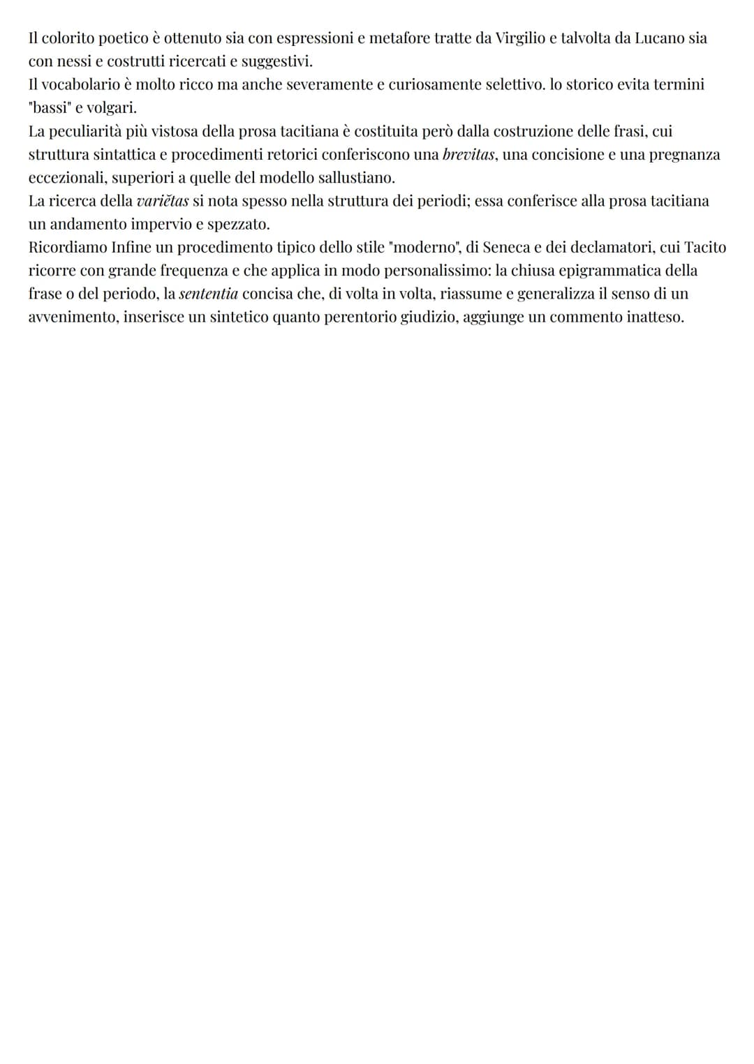 Latino
Tacito
LA VITA E LA CARRIERA POLITICA
Di Tacito non conosciamo né l'anno di nascita né la patria. La nascita si può collocare con buo