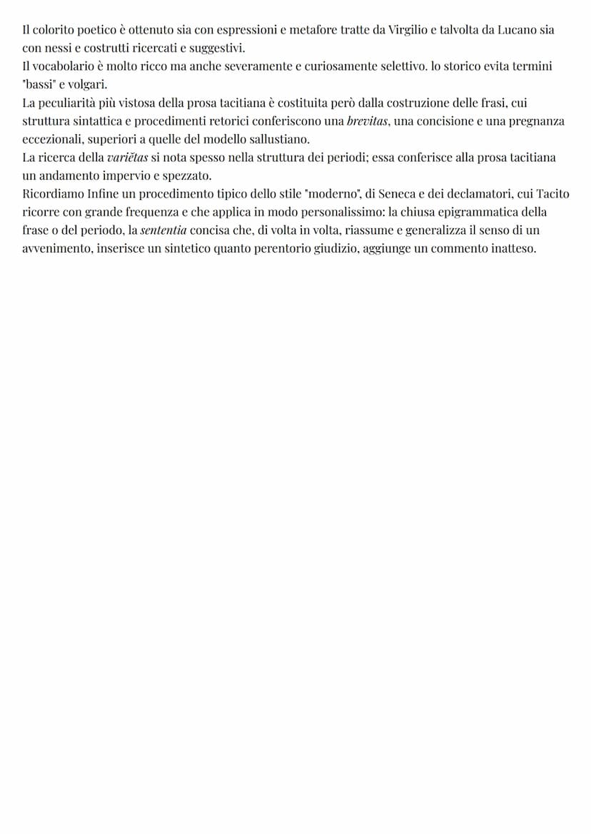 Latino
Tacito
LA VITA E LA CARRIERA POLITICA
Di Tacito non conosciamo né l'anno di nascita né la patria. La nascita si può collocare con buo