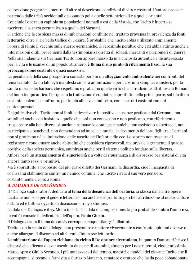 Latino
Tacito
LA VITA E LA CARRIERA POLITICA
Di Tacito non conosciamo né l'anno di nascita né la patria. La nascita si può collocare con buo