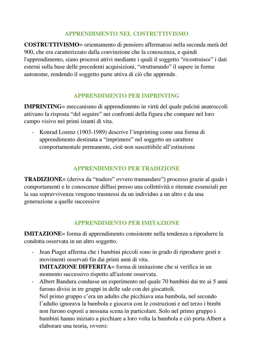 RIASSUNTO
APPRENDIMENTO= qualsiasi variazione del comportamento di un soggetto
indotta dall'esperienza
L'APPRENDIMENTO-
COMPORTAMENTO= rispo