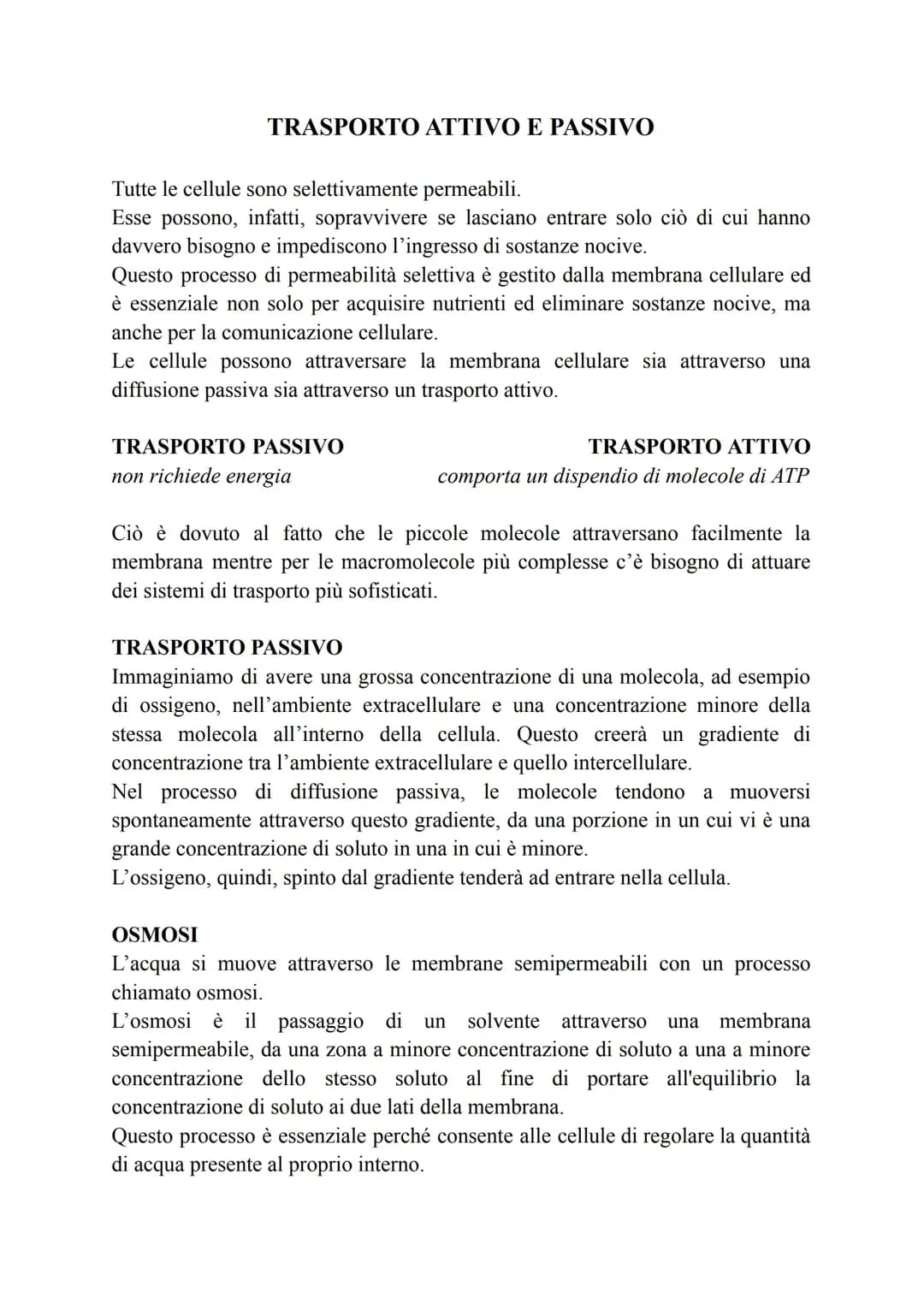 TRASPORTO ATTIVO E PASSIVO