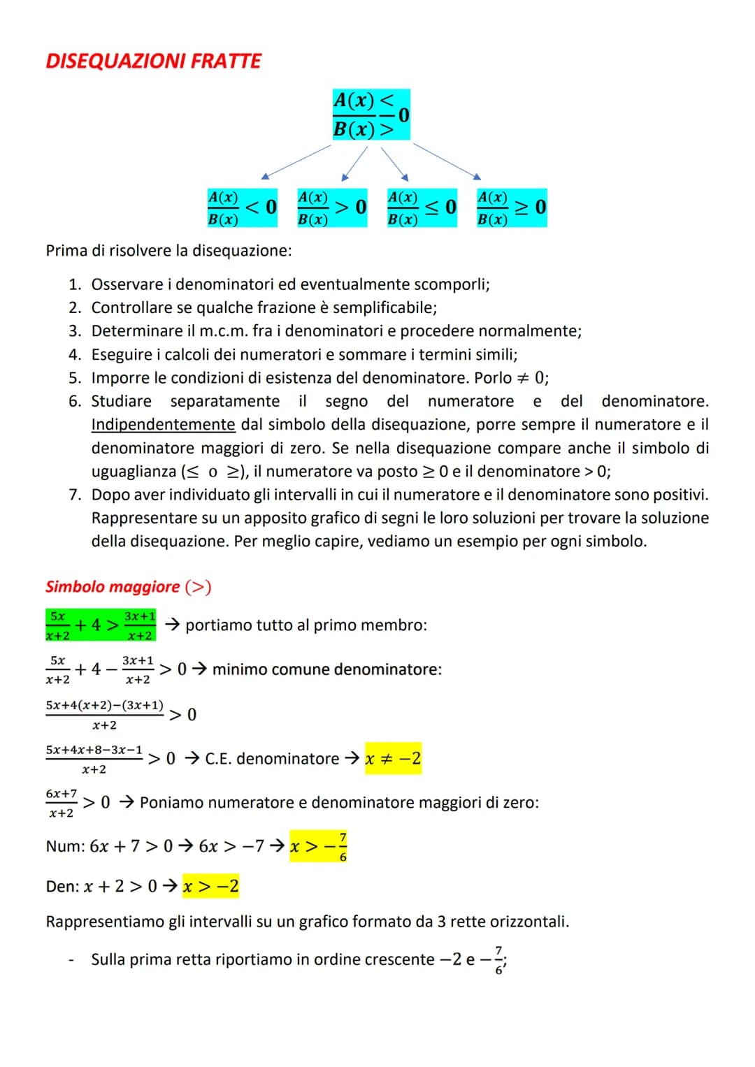 FRAZIONE ALGEBRICA: rapporto tra 2 espressioni letterali:
ESEMPI:
Esempio:
x+1
x+1
x(x+2)
LE FRAZIONI ALGEBRICHE
Condizioni di esistenza di 