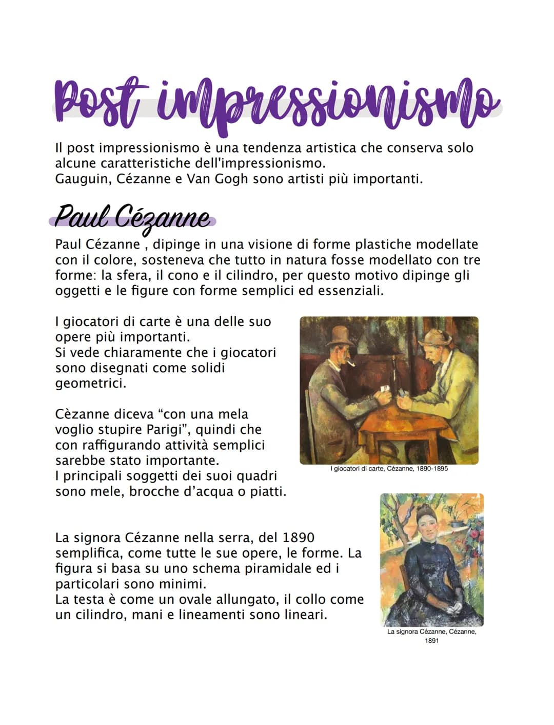 Post impressionismo
Il post impressionismo è una tendenza artistica che conserva solo
alcune caratteristiche dell'impressionismo.
Gauguin, C