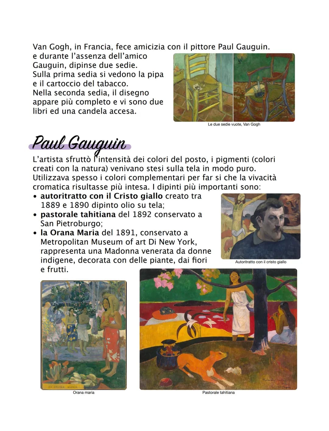 Post impressionismo
Il post impressionismo è una tendenza artistica che conserva solo
alcune caratteristiche dell'impressionismo.
Gauguin, C