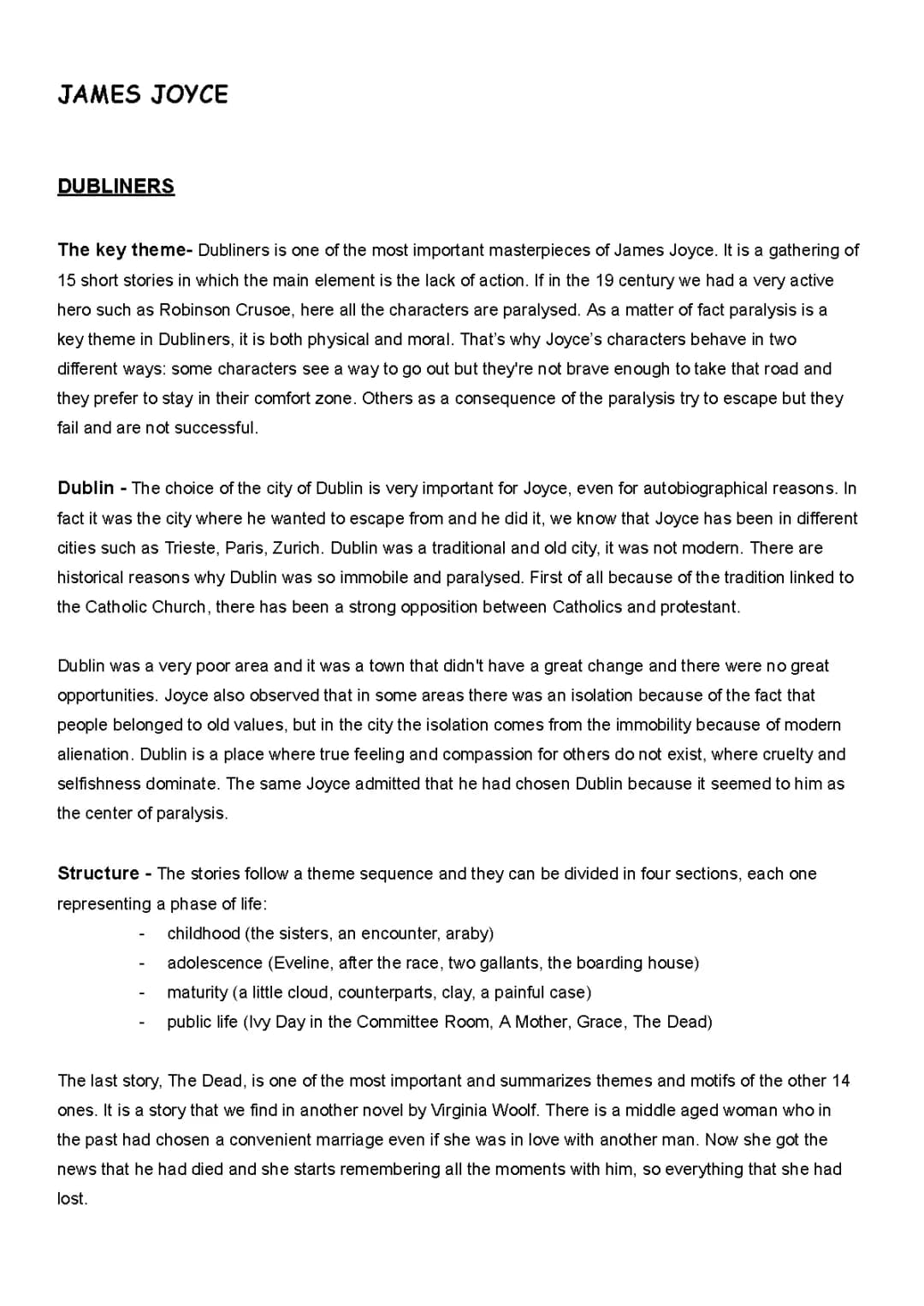 Exploring Key Themes and Symbolism in James Joyce's Dubliners