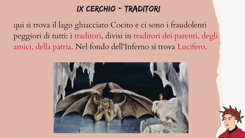 L'INFERNO DI DANTE
Dante, il personaggio protagonista del poema, si trova smarrito
in una pericolosa selva da cui non riesce a fuggire. Gli 