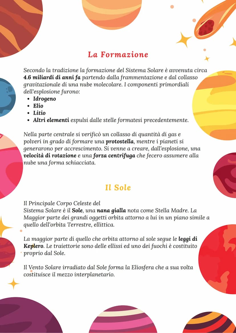 Il Sistema Solare
Il Sistema Solare è un Sistema di Pianeti e di Corpi Celesti che si
mantengono in orbita grazie alla forza gravitazionale 