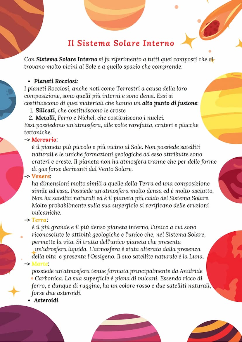 Il Sistema Solare
Il Sistema Solare è un Sistema di Pianeti e di Corpi Celesti che si
mantengono in orbita grazie alla forza gravitazionale 