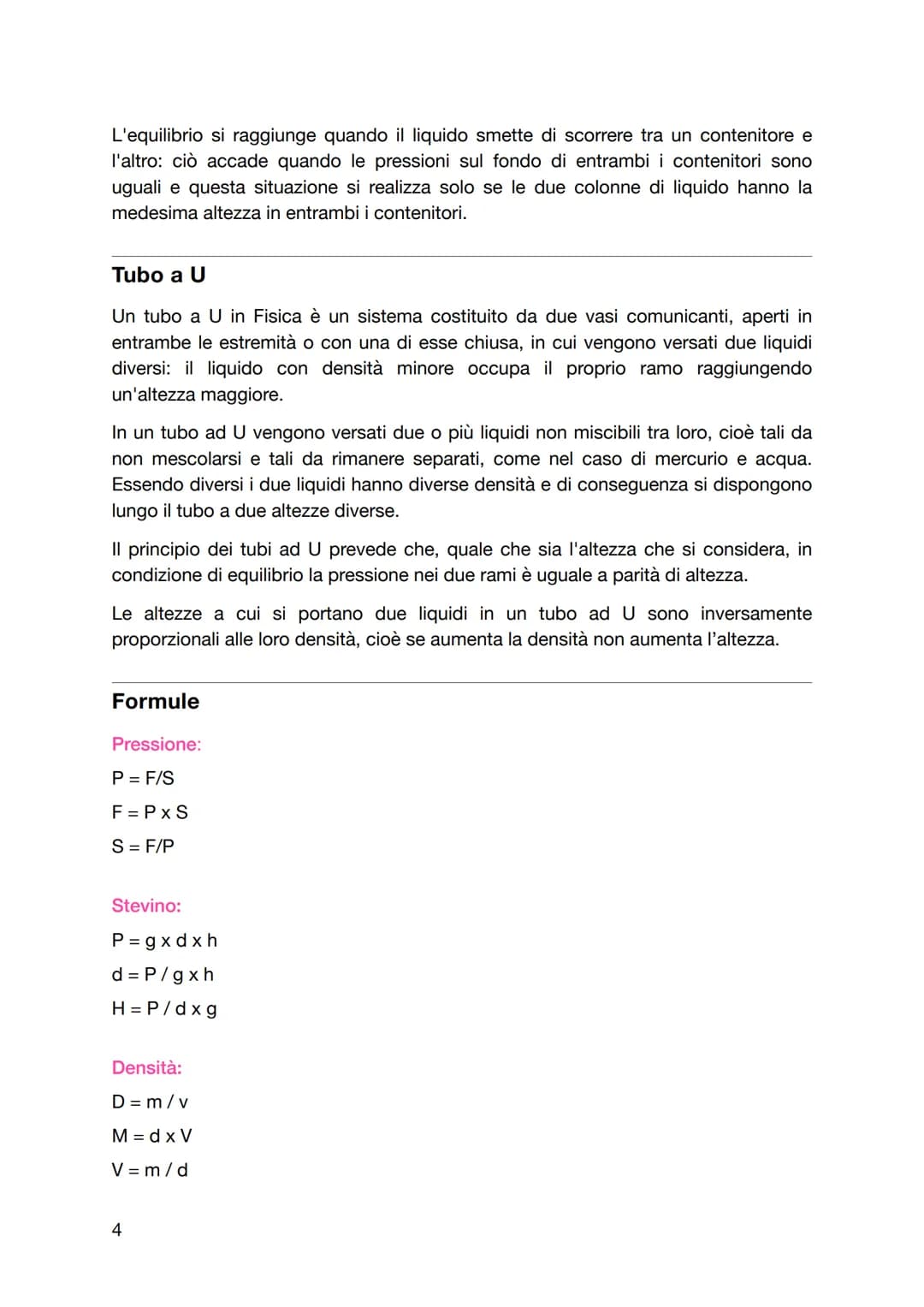 Dinamica e Statica dei Fluidi per Ragazzi - PDF, Formule e Spiegazioni Semplici