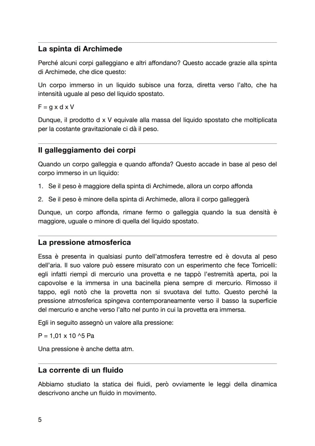 Dinamica e Statica dei Fluidi per Ragazzi - PDF, Formule e Spiegazioni Semplici