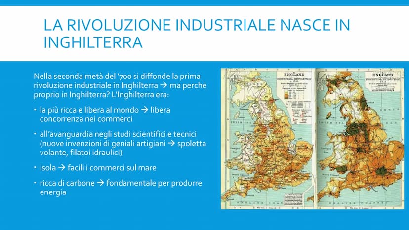 NHIL
CPHER
LA RIVOLUZIONE
INDUSTRIALE LA RIVOLUZIONE INDUSTRIALE NASCE IN
INGHILTERRA
Nella seconda metà del '700 si diffonde la prima
rivol