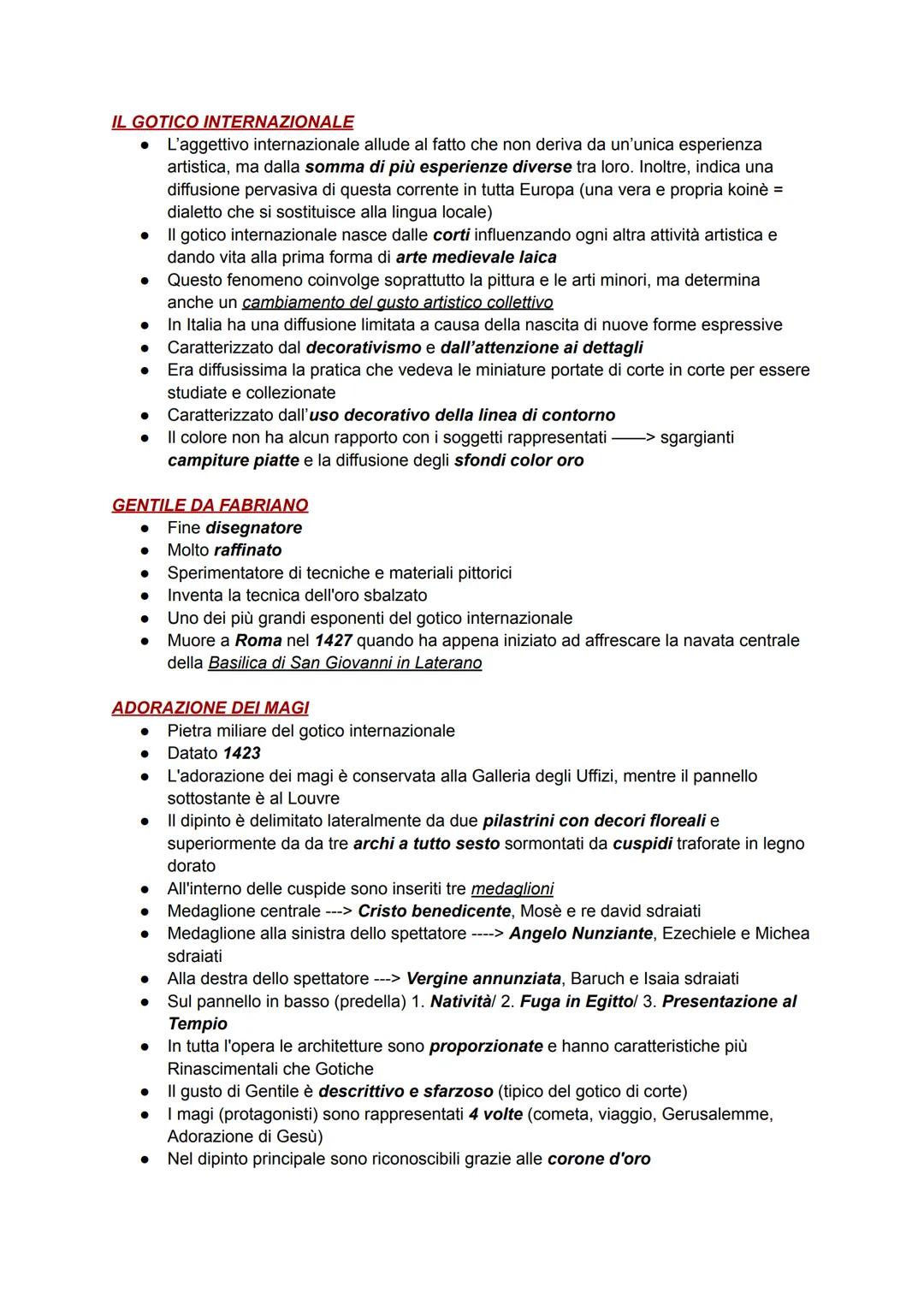 IL GOTICO INTERNAZIONALE
L'aggettivo internazionale allude al fatto che non deriva da un'unica esperienza
artistica, ma dalla somma di più e