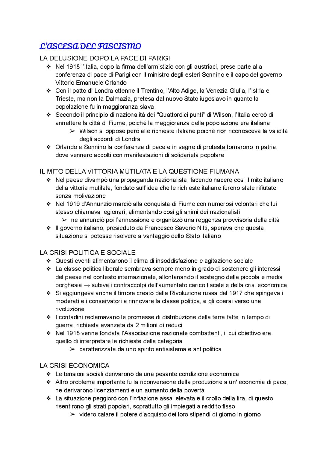 L'ASCESA DEL FASCISMO