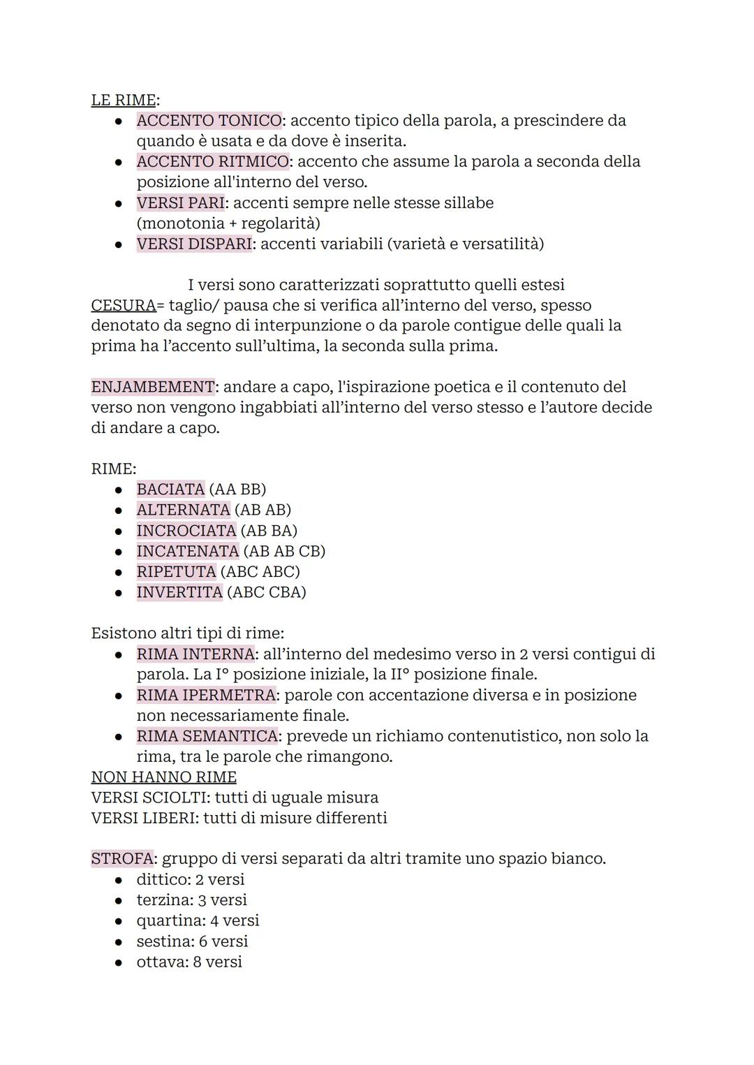 # IL TESTO POETICO

aspetto poetico: a differenza del testo in prosa prevede spazi bianchi
determinati da:

- VERSI: coincidono con le righe