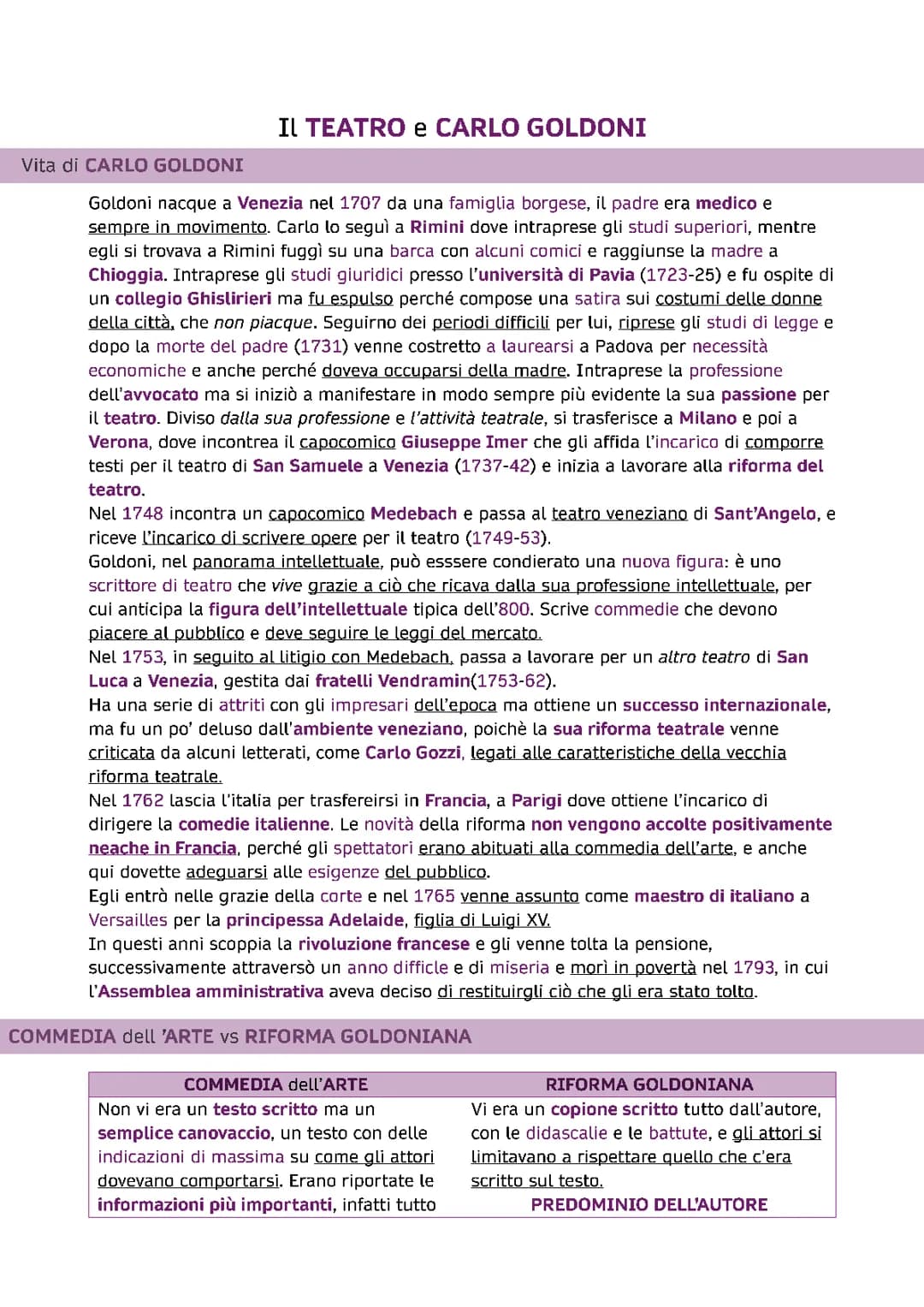 GOLDONI e PARINI