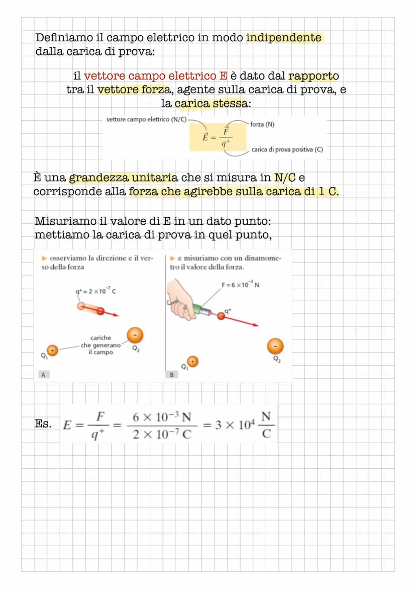 Il campo elettrico
Il vettore campo elettrico
La forza tra due corpi carichi, come quella gravitazionale,
è una forza a distanza: agisce sen