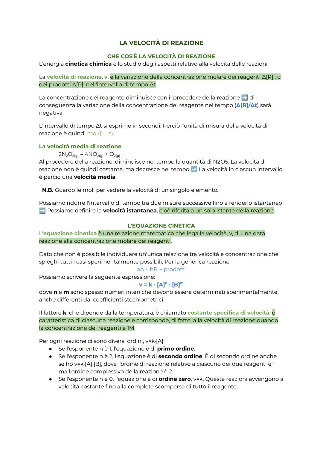 # LA VELOCITÀ DI REAZIONE

CHE COS'È LA VELOCITÀ DI REAZIONE

L'energia cinetica chimica è lo studio degli aspetti relativo alla velocità de