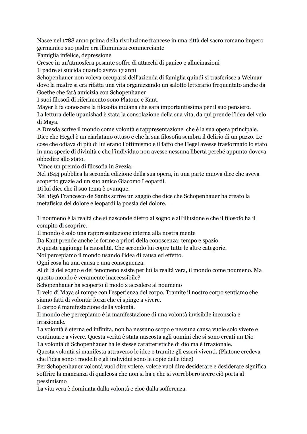 ARTHUR SCHOPENHAUER
Il bisogno dell'investigazione filosofica nasce dall'angoscia e di fronte al dolore e
l'insensatezza del mondo.
Schopenh