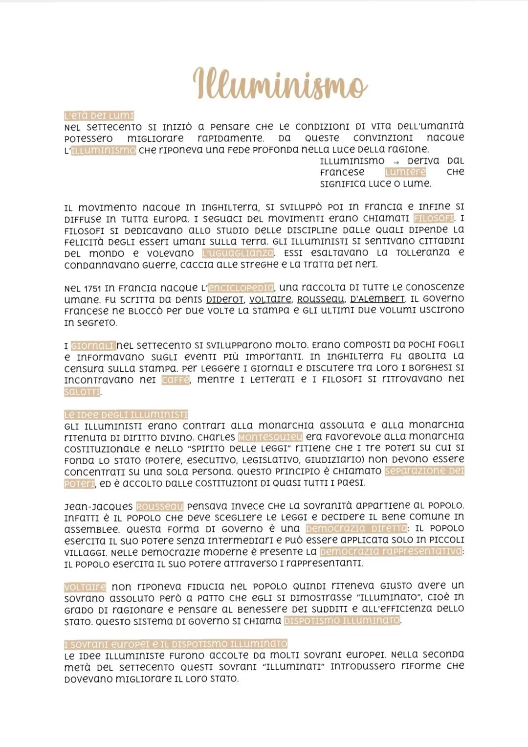 Illuminismo
L'ETÀ DEI LUMI
NEL SETTECENTO SI INIZIÒ a pensare CHe Le CONDIZIONI DI VITA DELL'UMANITÀ
POTessero MIGLIOrare rapidamente. Da Qu