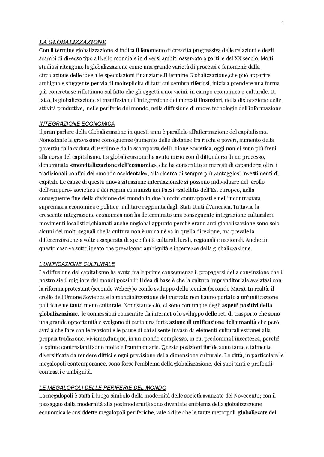 La globalizzazione 