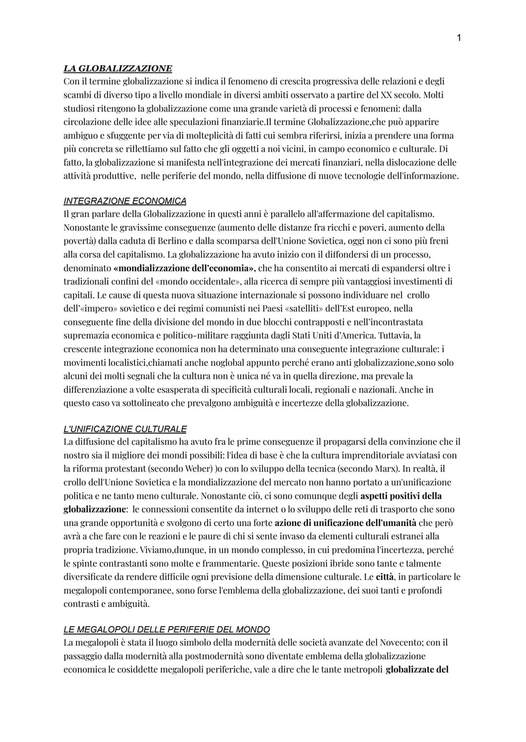 LA GLOBALIZZAZIONE
Con il termine globalizzazione si indica il fenomeno di crescita progressiva delle relazioni e degli
scambi di diverso ti