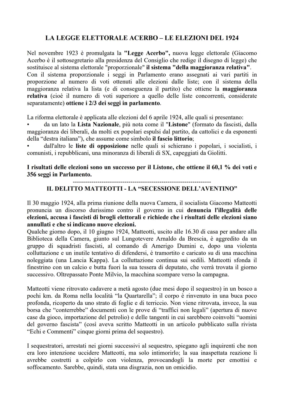IL FASCISMO (2019/20)
Gli storici sono soliti articolare l'epoca del "Fascismo" in 4 periodi:
• il periodo "del consolidamento del fascismo 