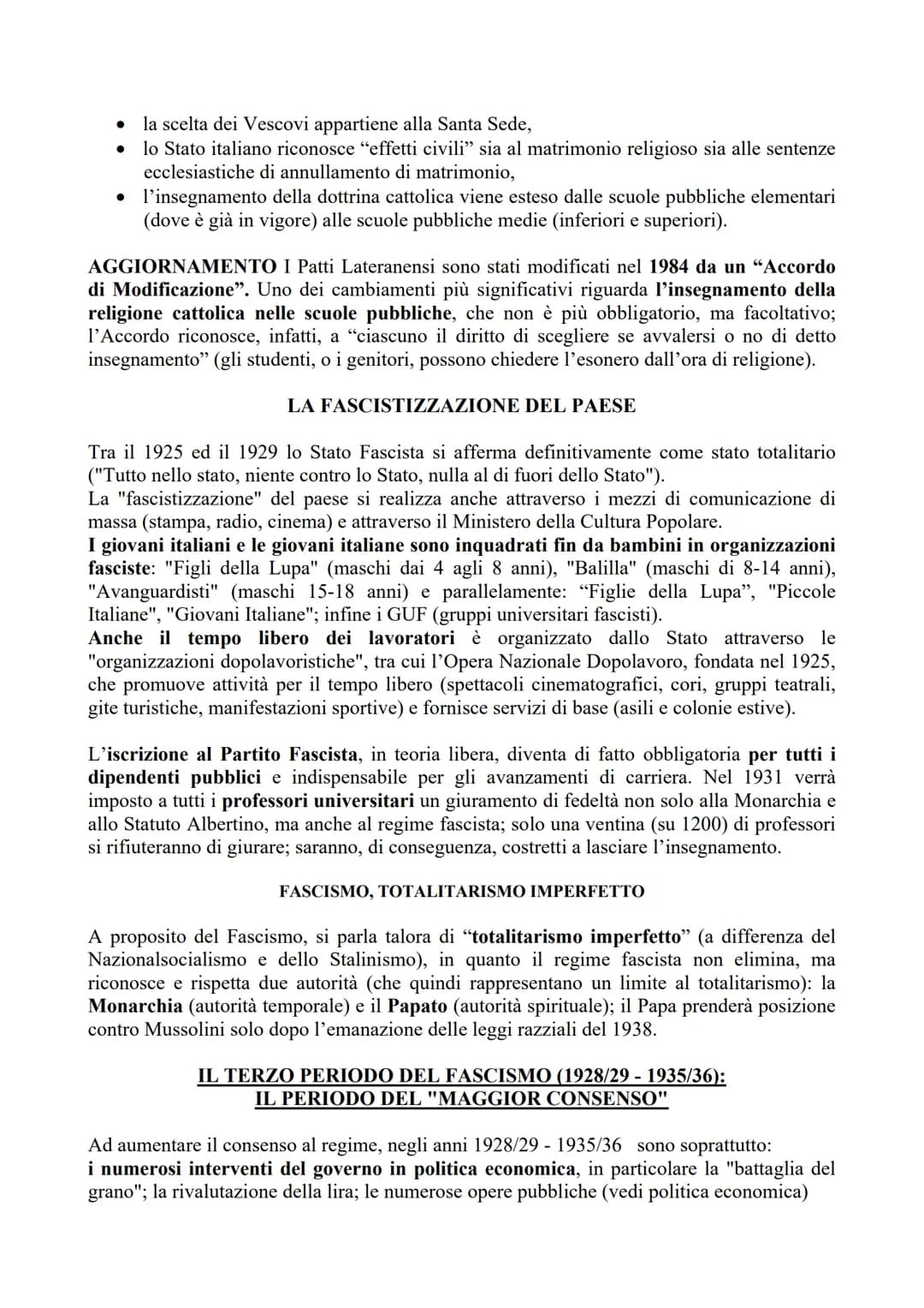 IL FASCISMO (2019/20)
Gli storici sono soliti articolare l'epoca del "Fascismo" in 4 periodi:
• il periodo "del consolidamento del fascismo 