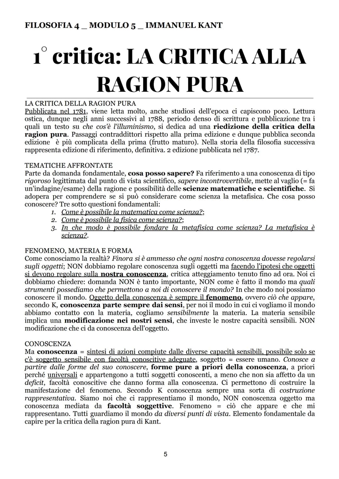 FILOSOFIA 4 MODULO 5. IMMANUEL KANT
IMMANUEL KANT
INTRODUZIONE ALLA FIGURA DI IMMANUEL KANT
Figura dell'illuminismo europeo. Recepisce istan