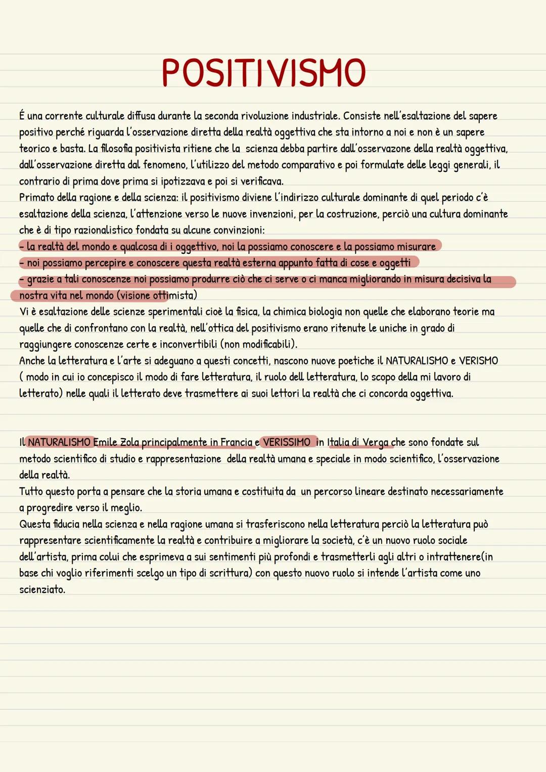 POSITIVISMO
É una corrente culturale diffusa durante la seconda rivoluzione industriale. Consiste nell'esaltazione del sapere
positivo perch