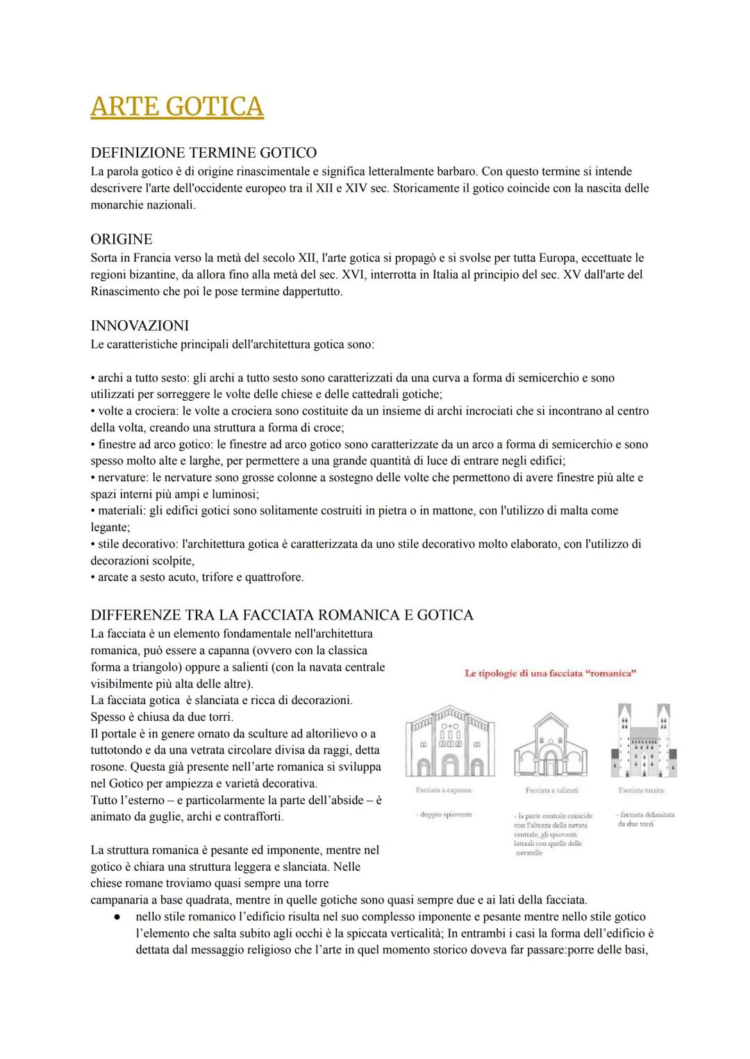 ARTE GOTICA
DEFINIZIONE TERMINE GOTICO
La parola gotico è di origine rinascimentale e significa letteralmente barbaro. Con questo termine si